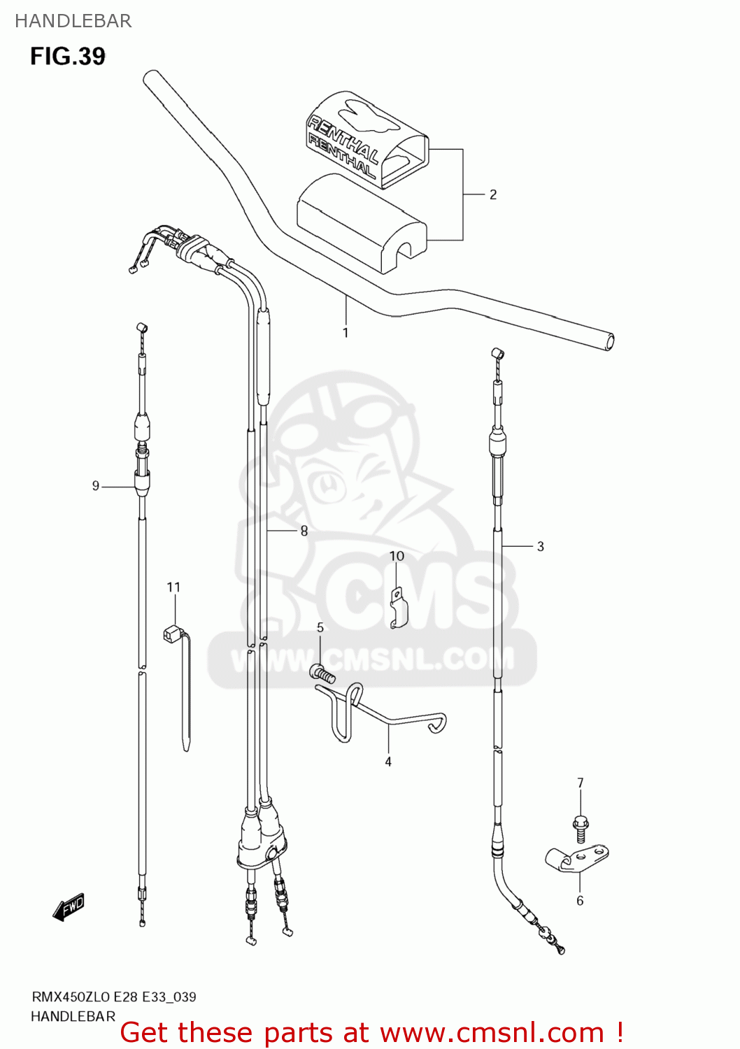 HANDLEBAR RMX450Z 2010 (L0) USA (E03)
