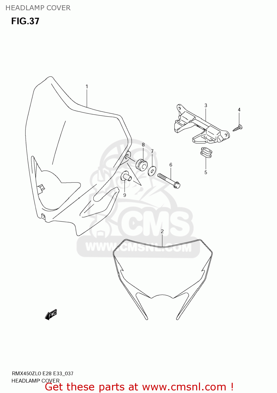 HEADLAMP COVER RMX450Z 2010 (L0) USA (E03)