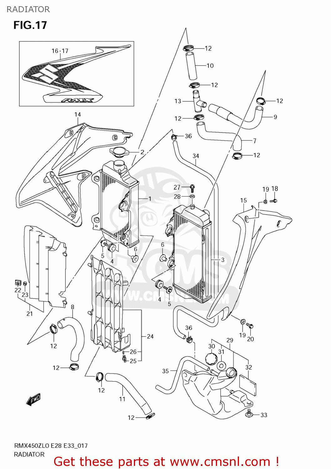 RADIATOR RMX450Z 2010 (L0) USA (E03)