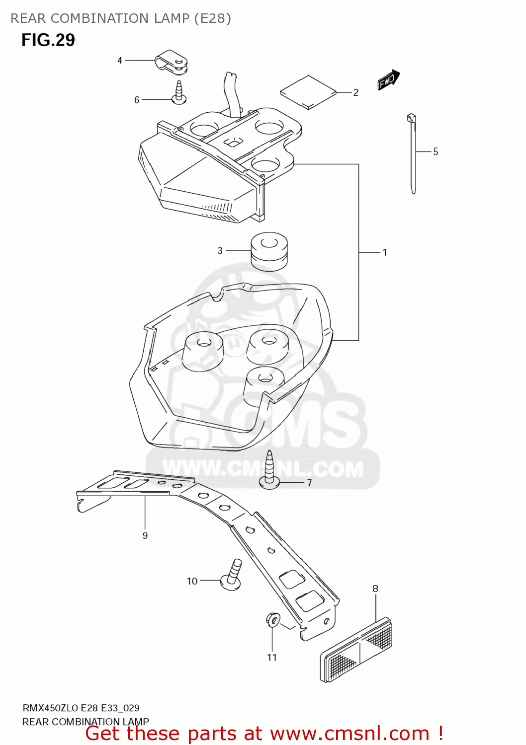 REAR COMBINATION LAMP (E28) RMX450Z 2010 (L0) USA (E03)