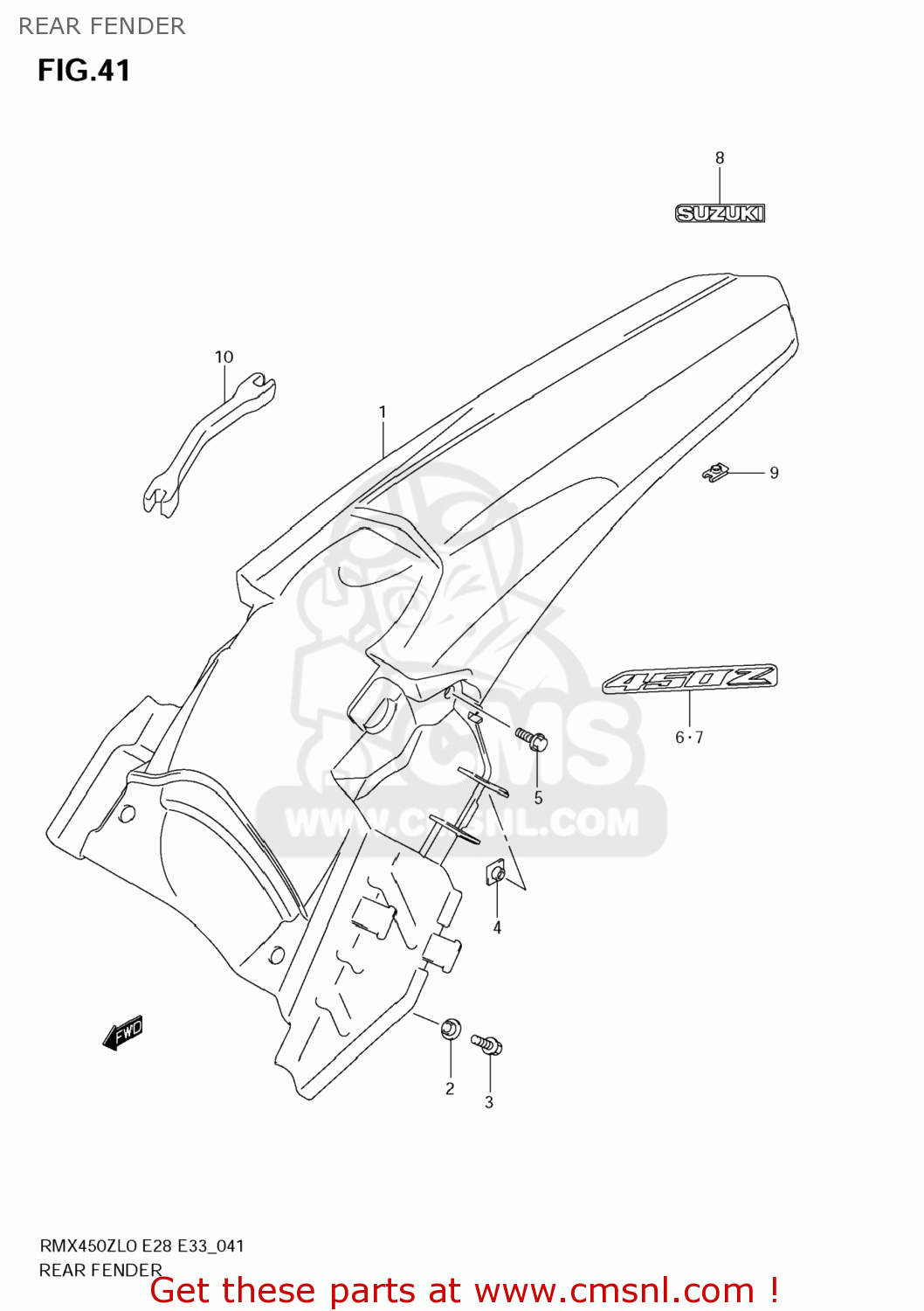 REAR FENDER RMX450Z 2010 (L0) USA (E03)