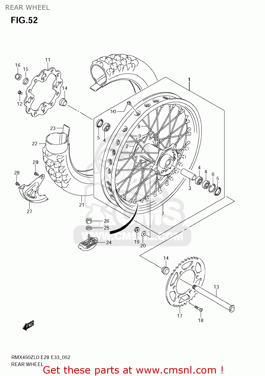 REAR WHEEL RMX450Z 2010 (L0) USA (E03)