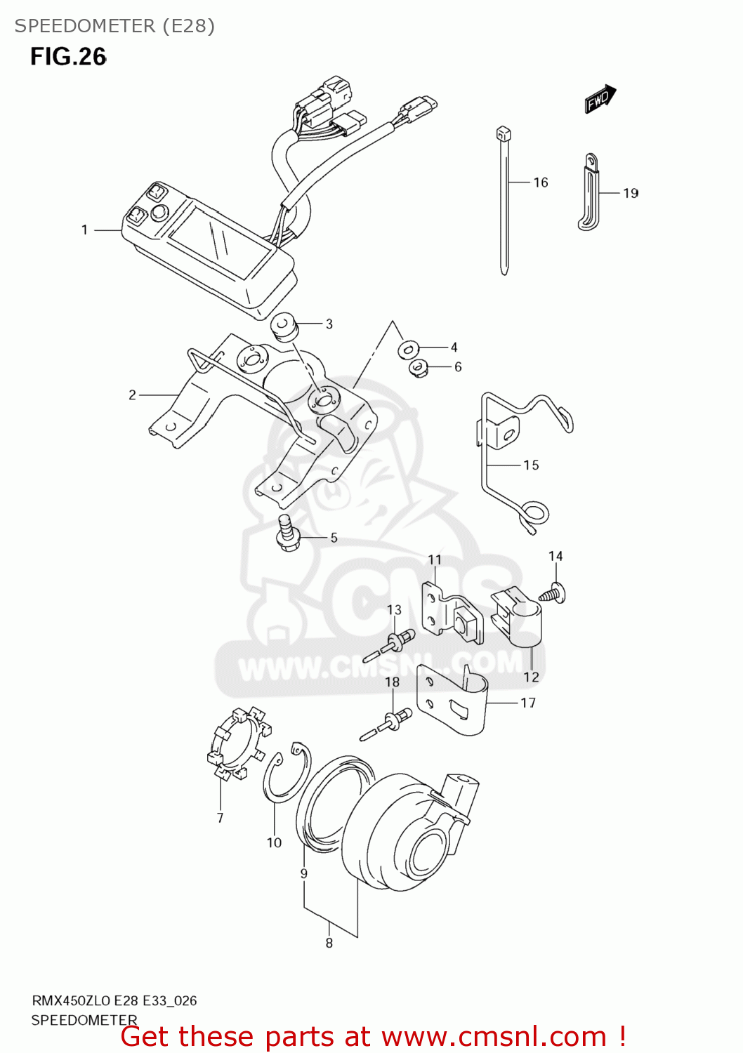 SPEEDOMETER (E28) RMX450Z 2010 (L0) USA (E03)