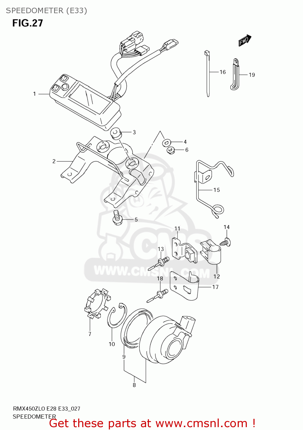 SPEEDOMETER (E33) RMX450Z 2010 (L0) USA (E03)