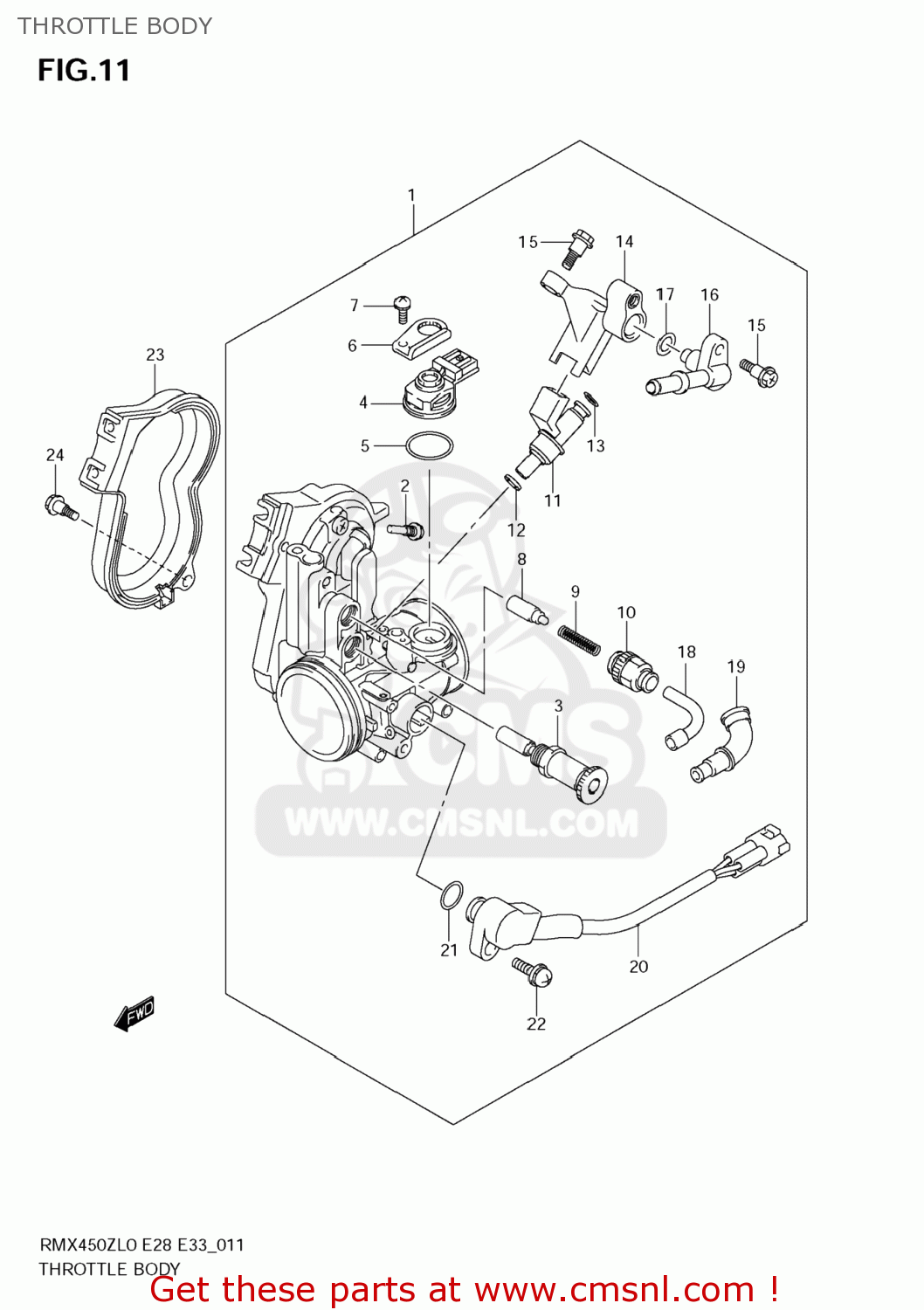 THROTTLE BODY RMX450Z 2010 (L0) USA (E03)