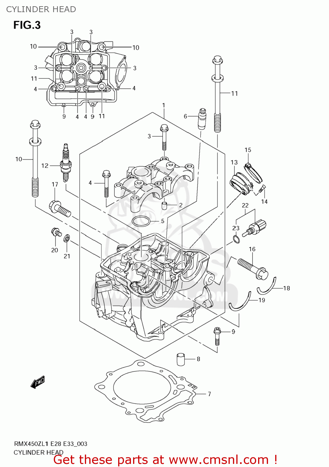 CYLINDER HEAD RMX450Z 2011 (L1) USA (E03)