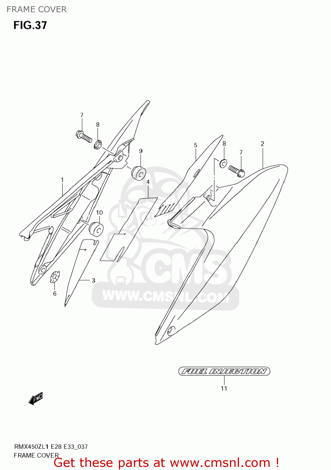 FRAME COVER RMX450Z 2011 (L1) USA (E03)