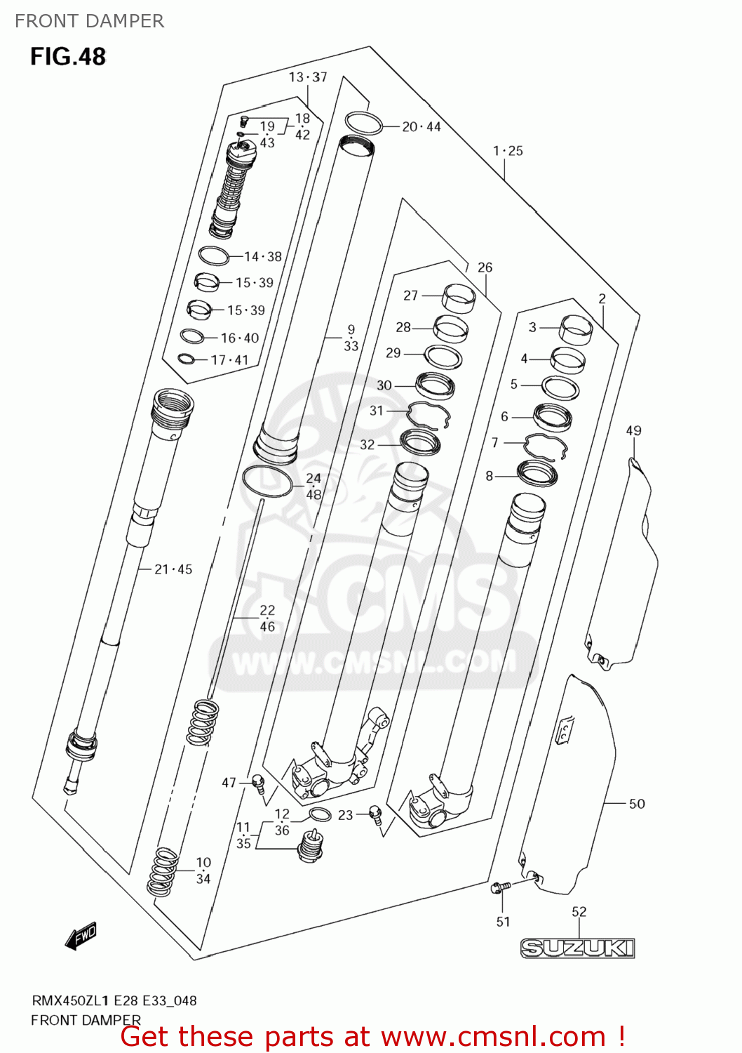 FRONT DAMPER RMX450Z 2011 (L1) USA (E03)