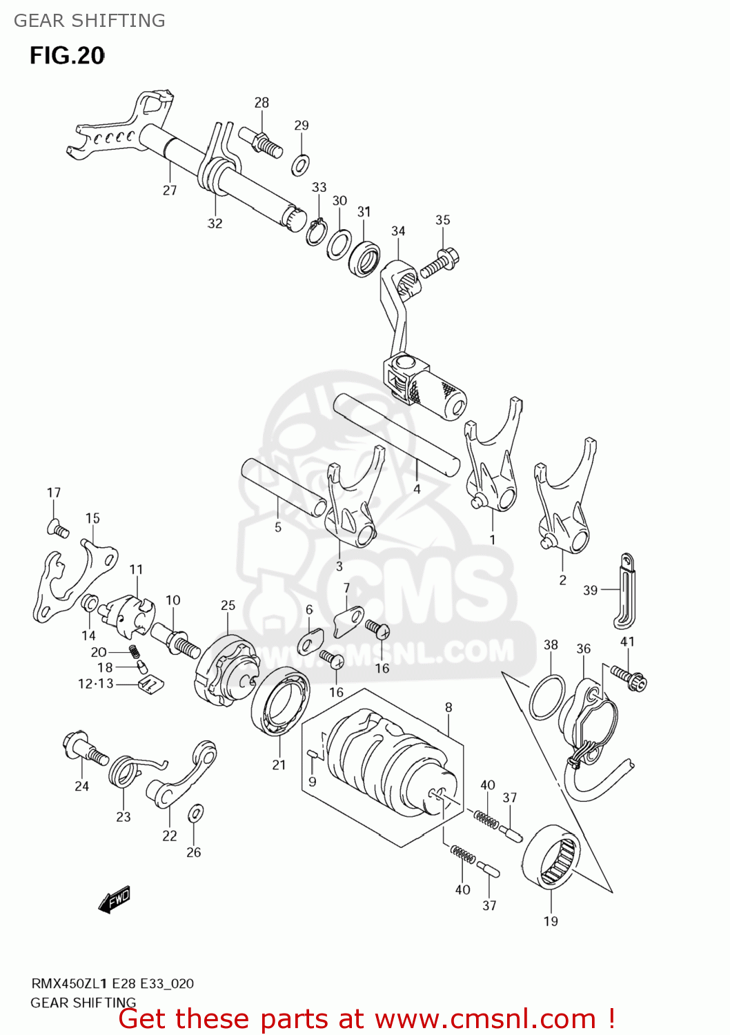 GEAR SHIFTING RMX450Z 2011 (L1) USA (E03)