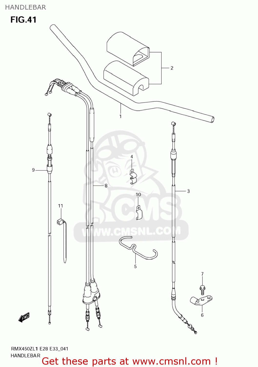 HANDLEBAR RMX450Z 2011 (L1) USA (E03)