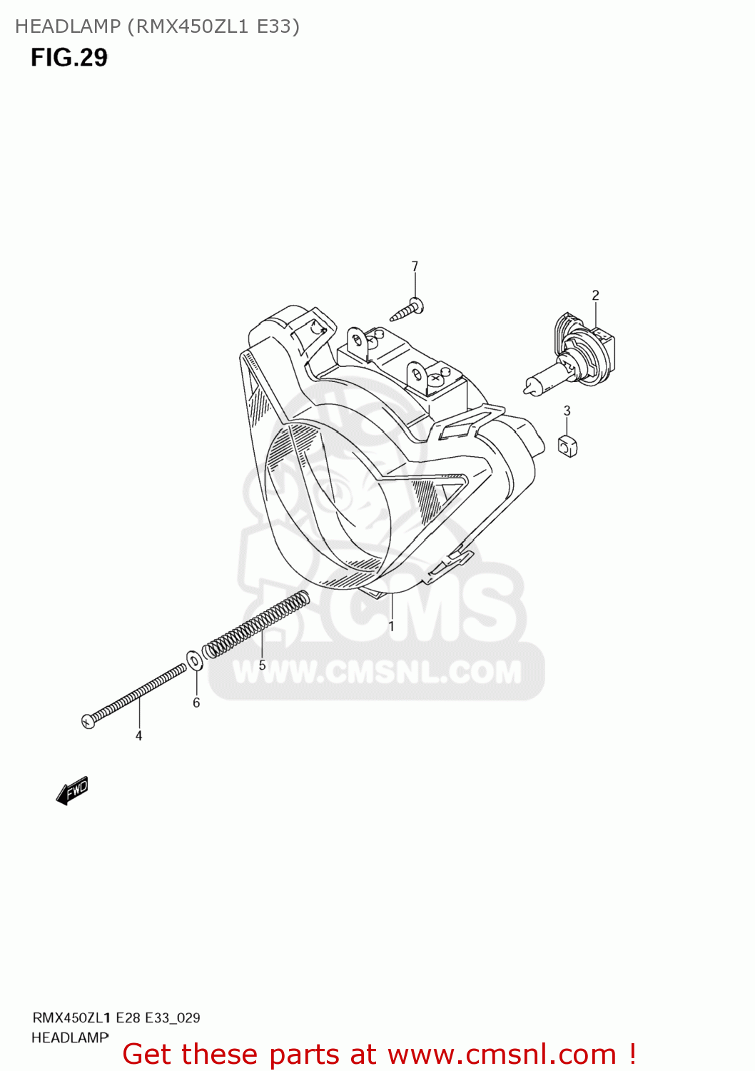 HEADLAMP (RMX450ZL1 E33) RMX450Z 2011 (L1) USA (E03)