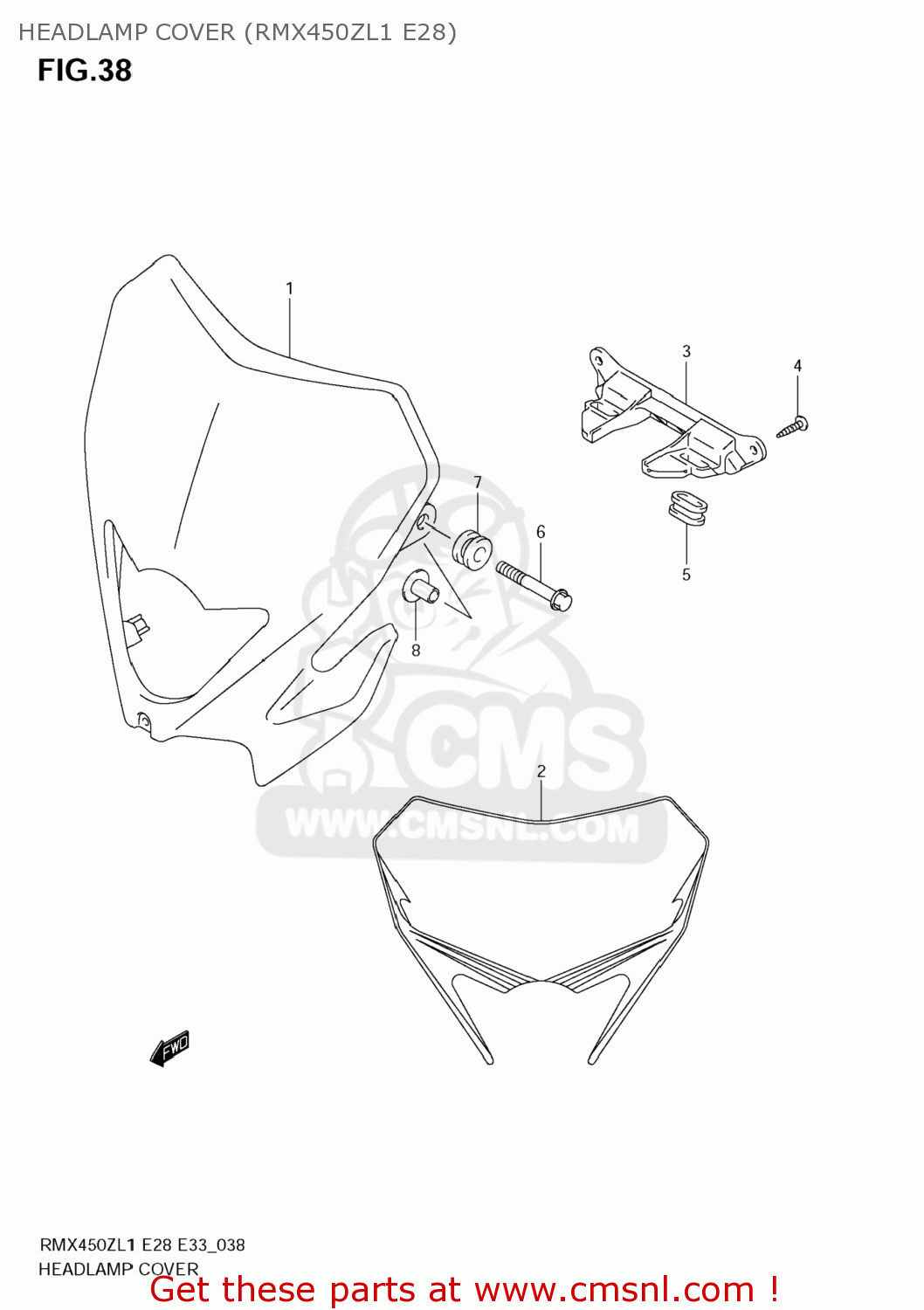 HEADLAMP COVER (RMX450ZL1 E28) RMX450Z 2011 (L1) USA (E03)
