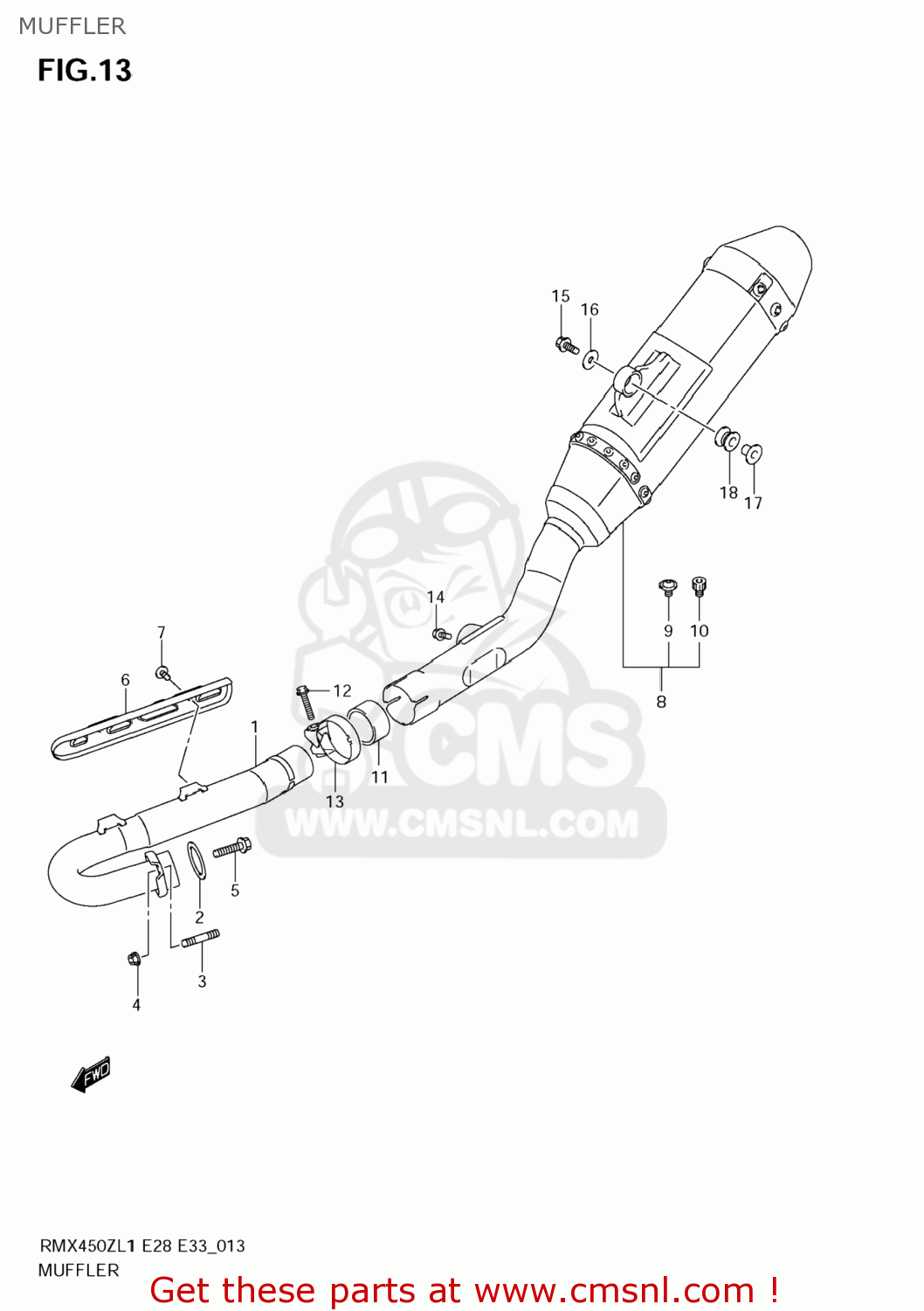 MUFFLER RMX450Z 2011 (L1) USA (E03)