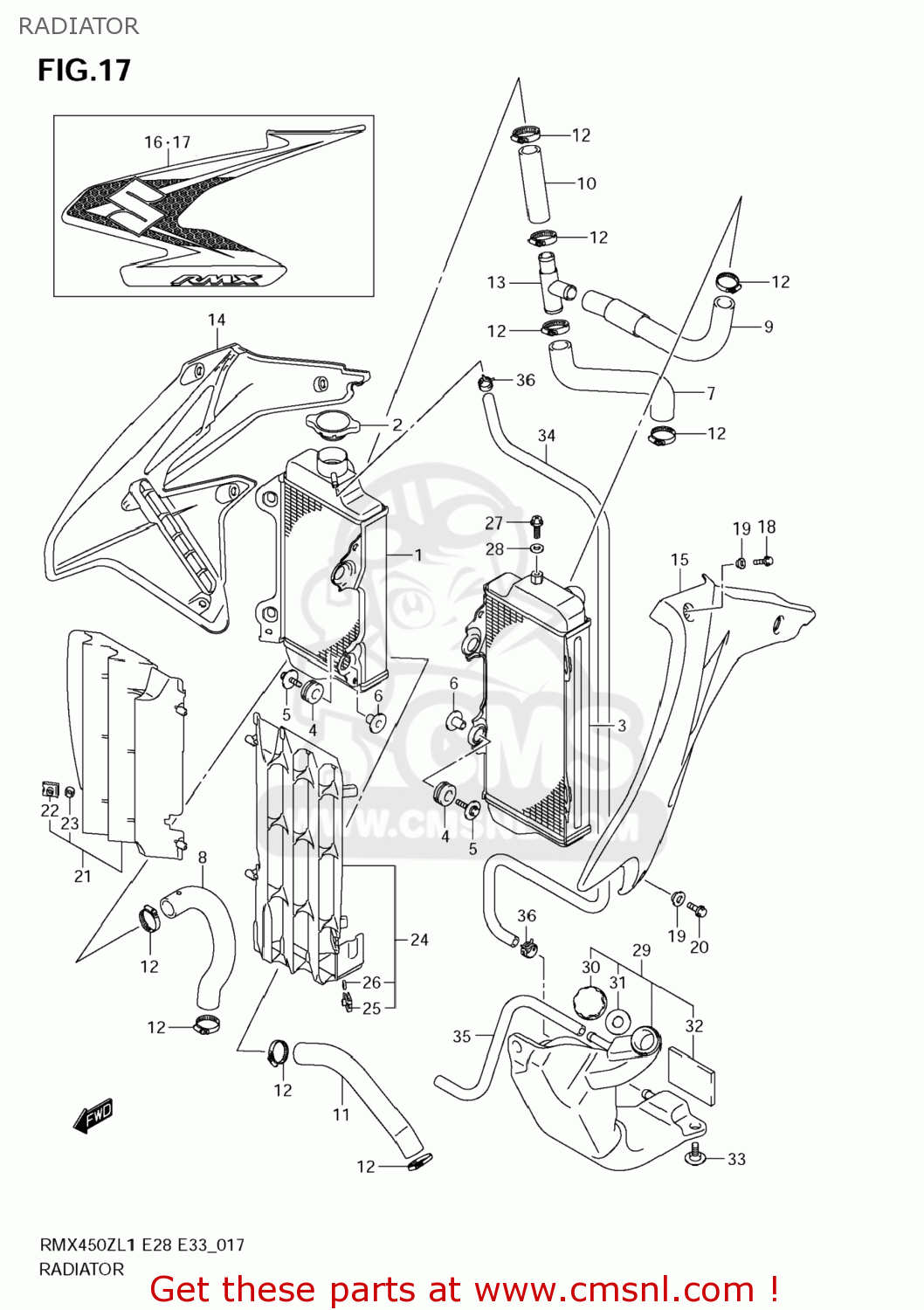 RADIATOR RMX450Z 2011 (L1) USA (E03)