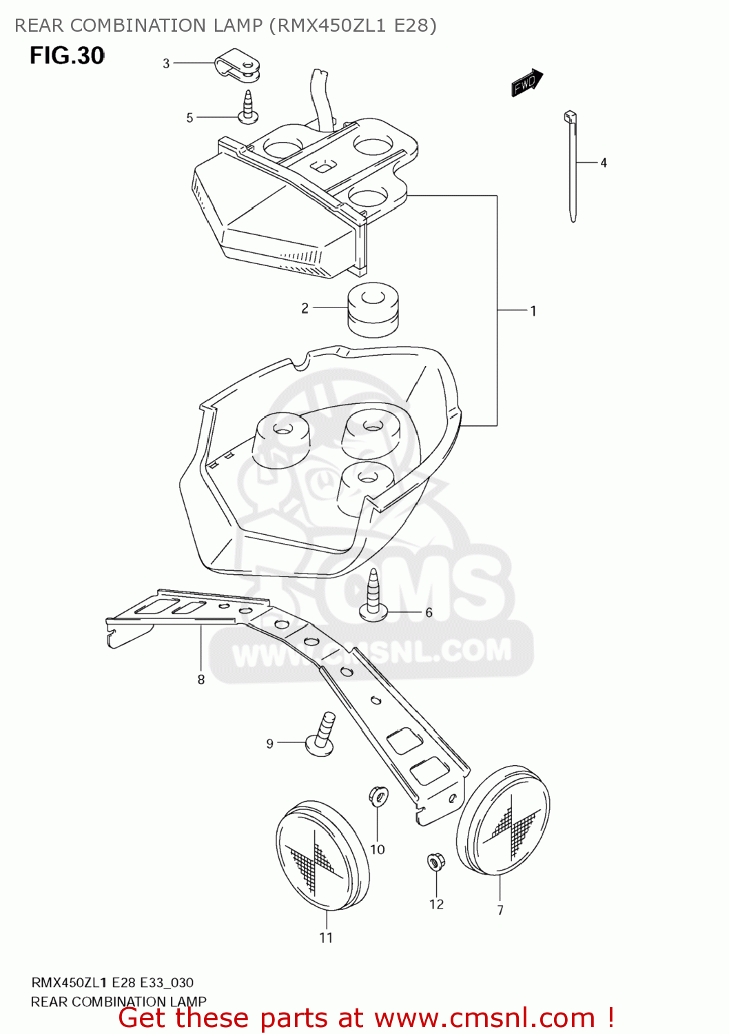 REAR COMBINATION LAMP (RMX450ZL1 E28) RMX450Z 2011 (L1) USA (E03)