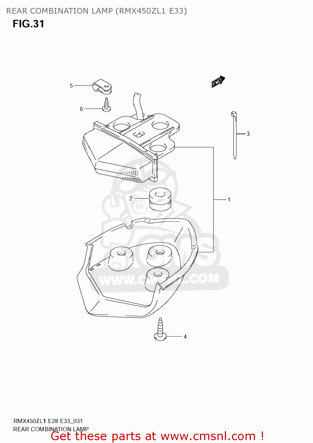 REAR COMBINATION LAMP (RMX450ZL1 E33) RMX450Z 2011 (L1) USA (E03)