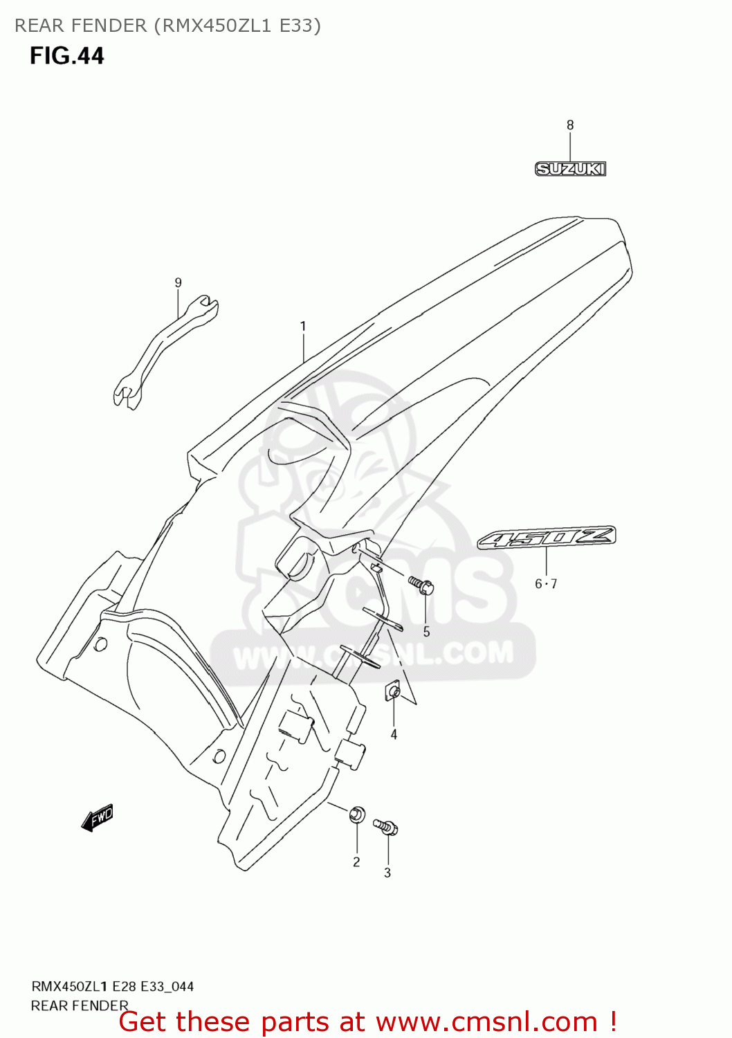 REAR FENDER (RMX450ZL1 E33) RMX450Z 2011 (L1) USA (E03)