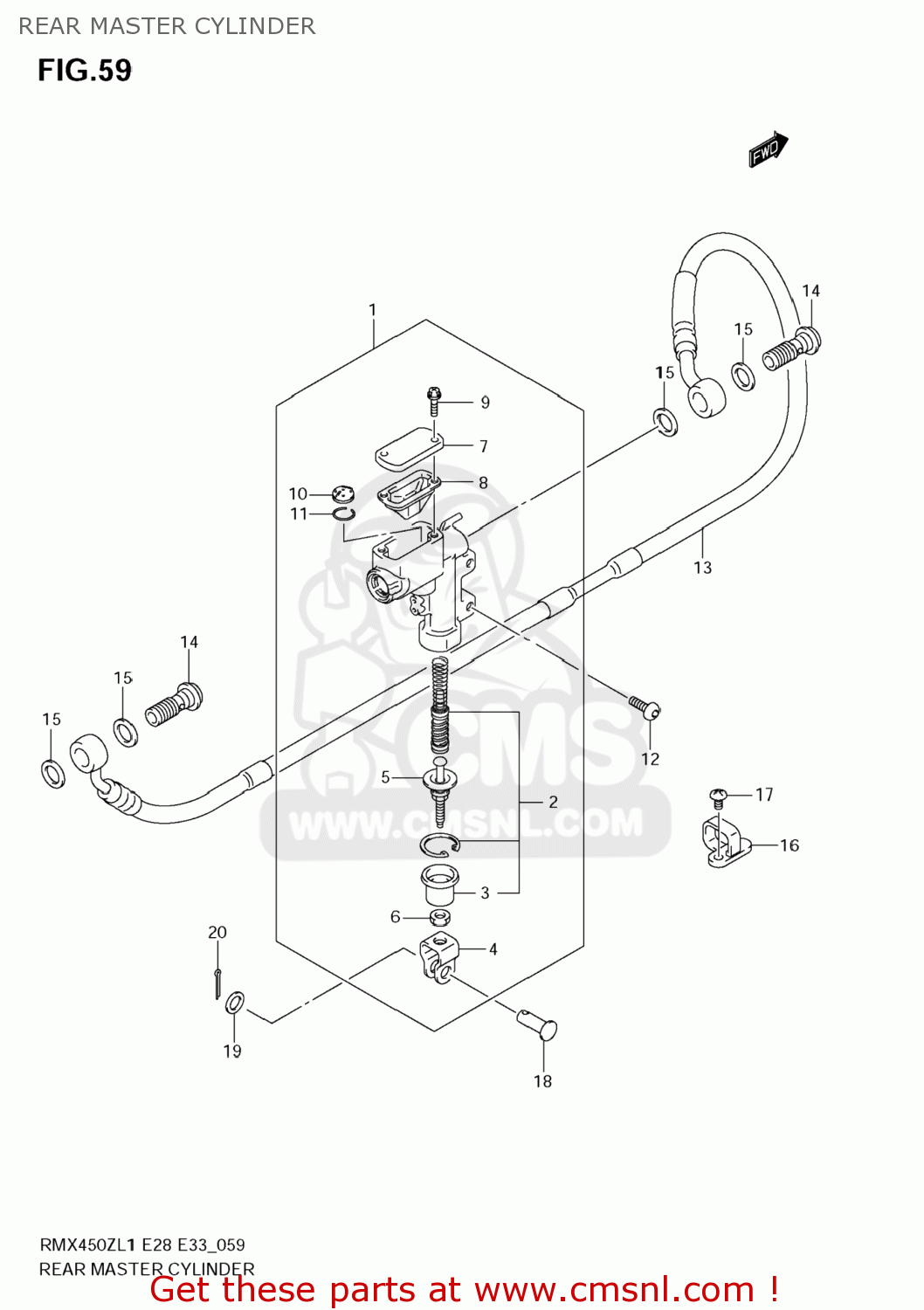 REAR MASTER CYLINDER RMX450Z 2011 (L1) USA (E03)