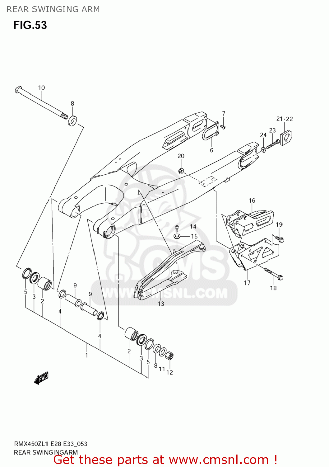 REAR SWINGING ARM RMX450Z 2011 (L1) USA (E03)