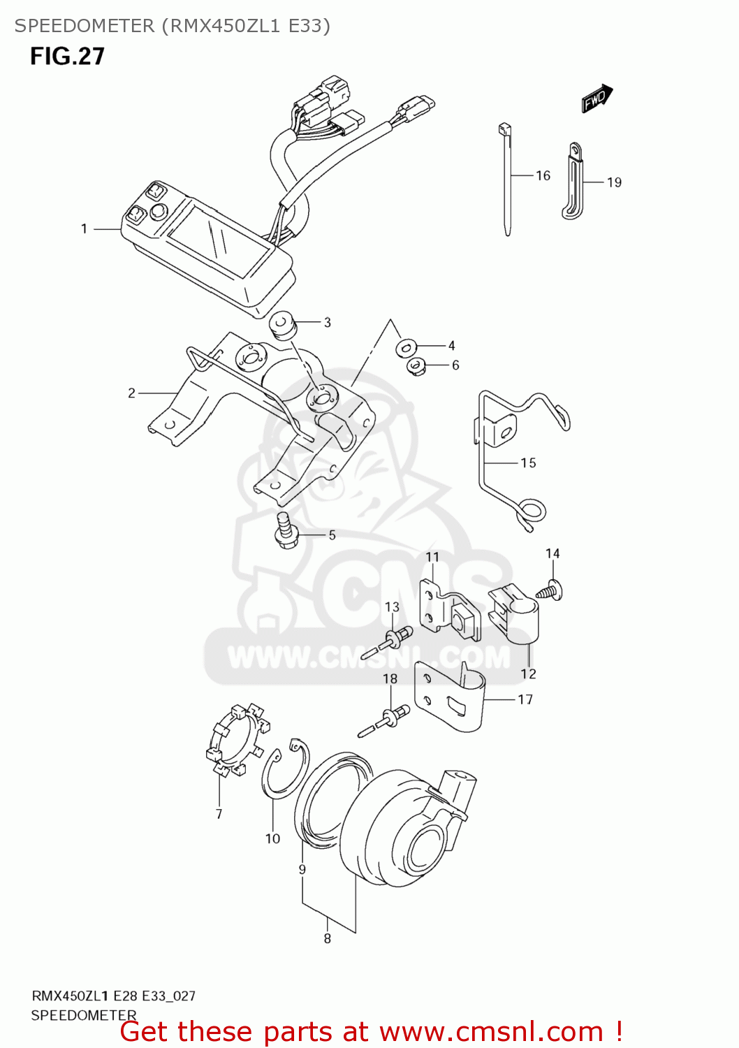 SPEEDOMETER (RMX450ZL1 E33) RMX450Z 2011 (L1) USA (E03)