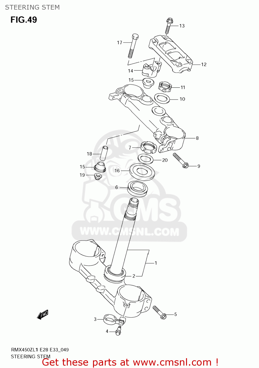 STEERING STEM RMX450Z 2011 (L1) USA (E03)