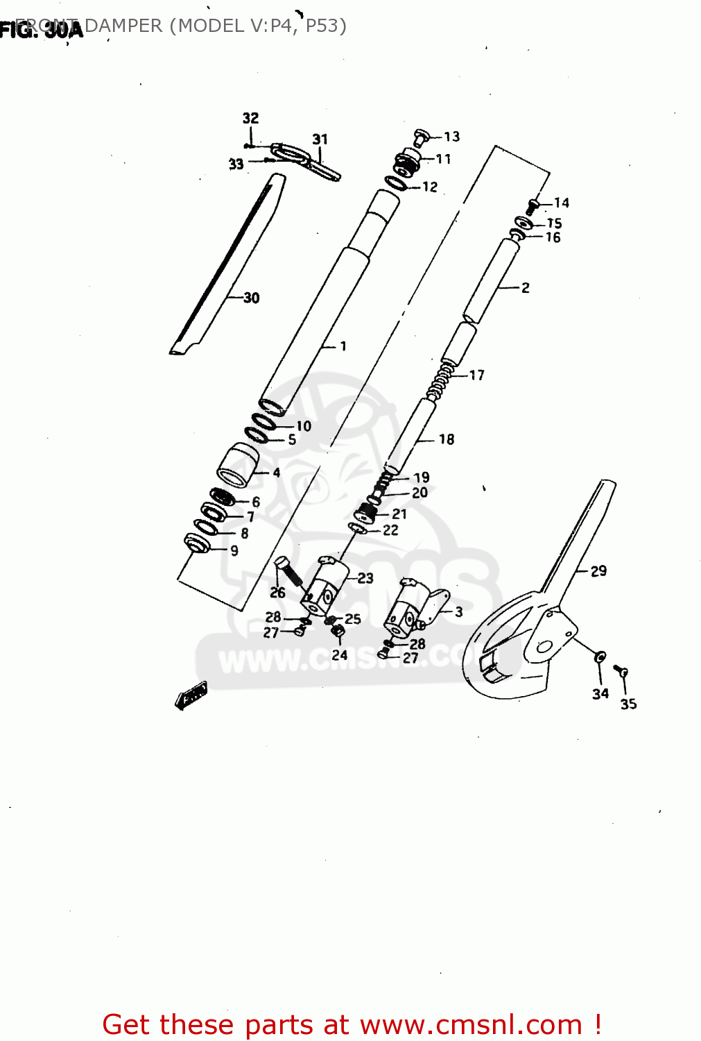FRONT DAMPER (MODEL V:P4, P53) RMX50 1996 (T) PORTUGAL SPAIN (E29 E53)
