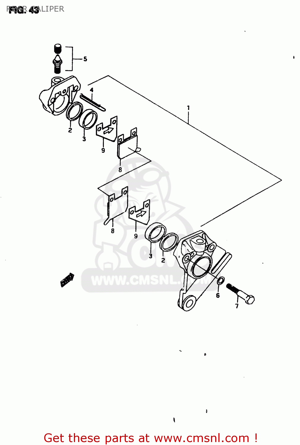 REAR CALIPER RMX50 1996 (T) PORTUGAL SPAIN (E29 E53)