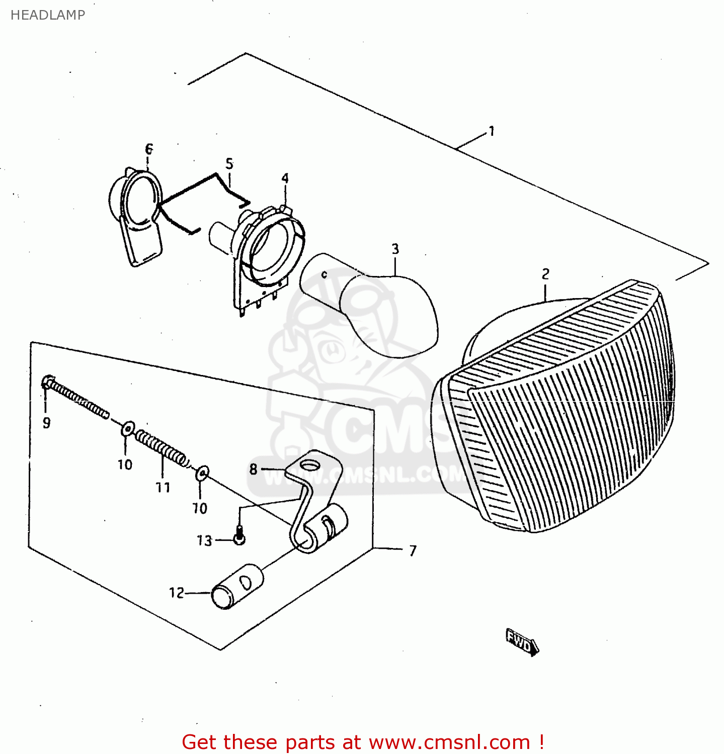 HEADLAMP RMX50 1997 (V) FRANCE PORTUGAL SPAIN (E04 E29 E53)