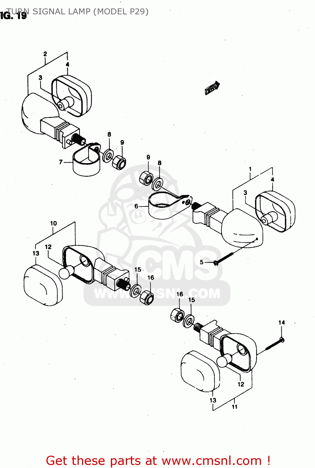 TURN SIGNAL LAMP (MODEL P29) RMX50 1997 (V) FRANCE PORTUGAL SPAIN (E04 E29 E53)