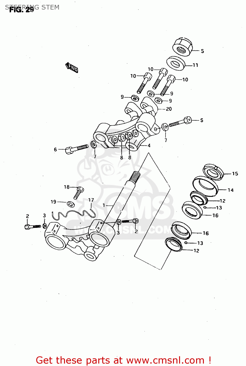 STEERING STEM RMX50 1997 (V) FRANCE PORTUGAL SPAIN (E04 E29 E53)
