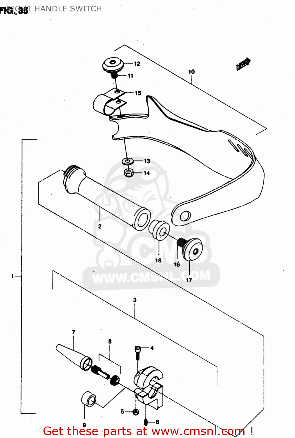 RIGHT HANDLE SWITCH RMX50 1997 (V) FRANCE PORTUGAL SPAIN (E04 E29 E53)