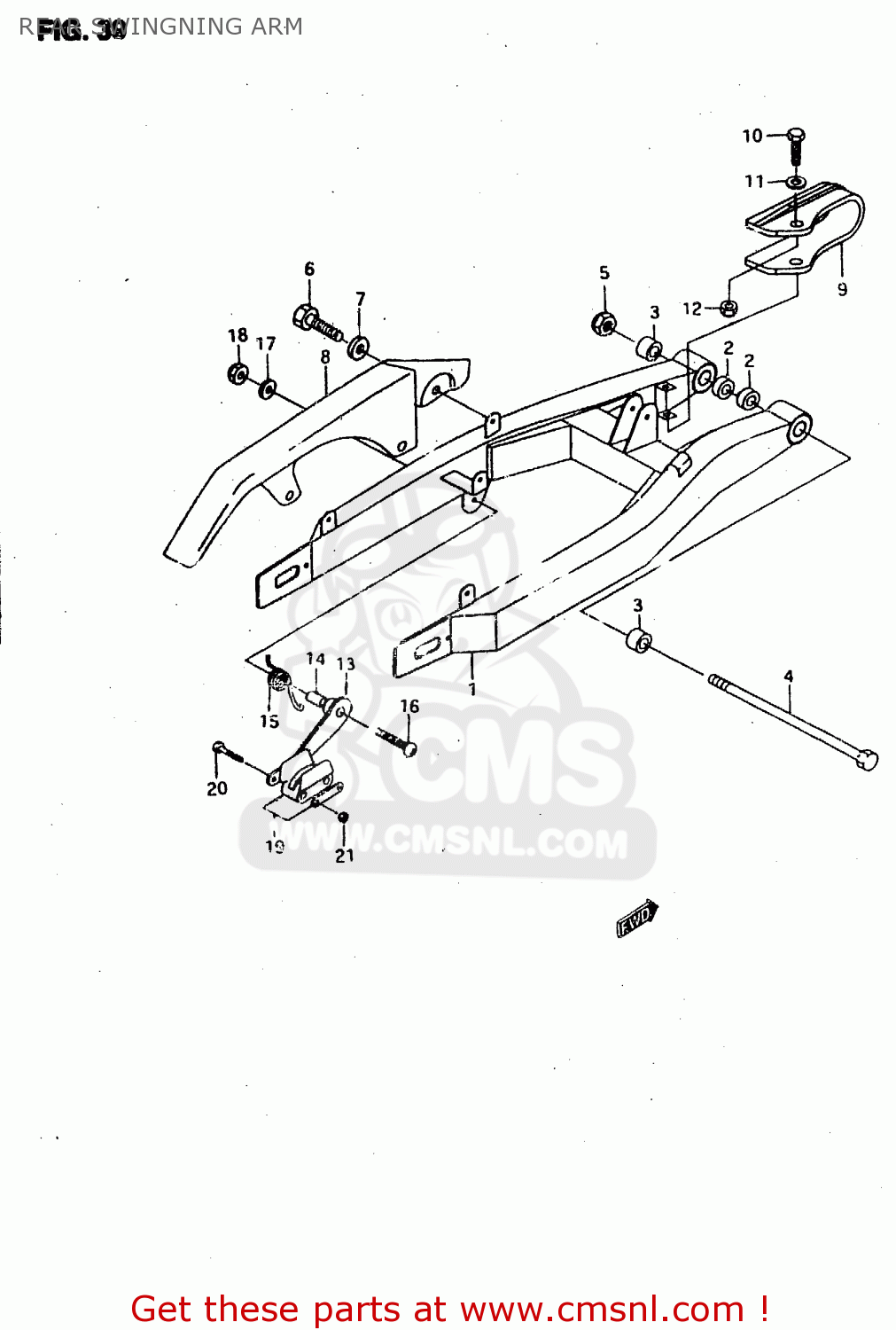 REAR SWINGNING ARM RMX50 1997 (V) FRANCE PORTUGAL SPAIN (E04 E29 E53)