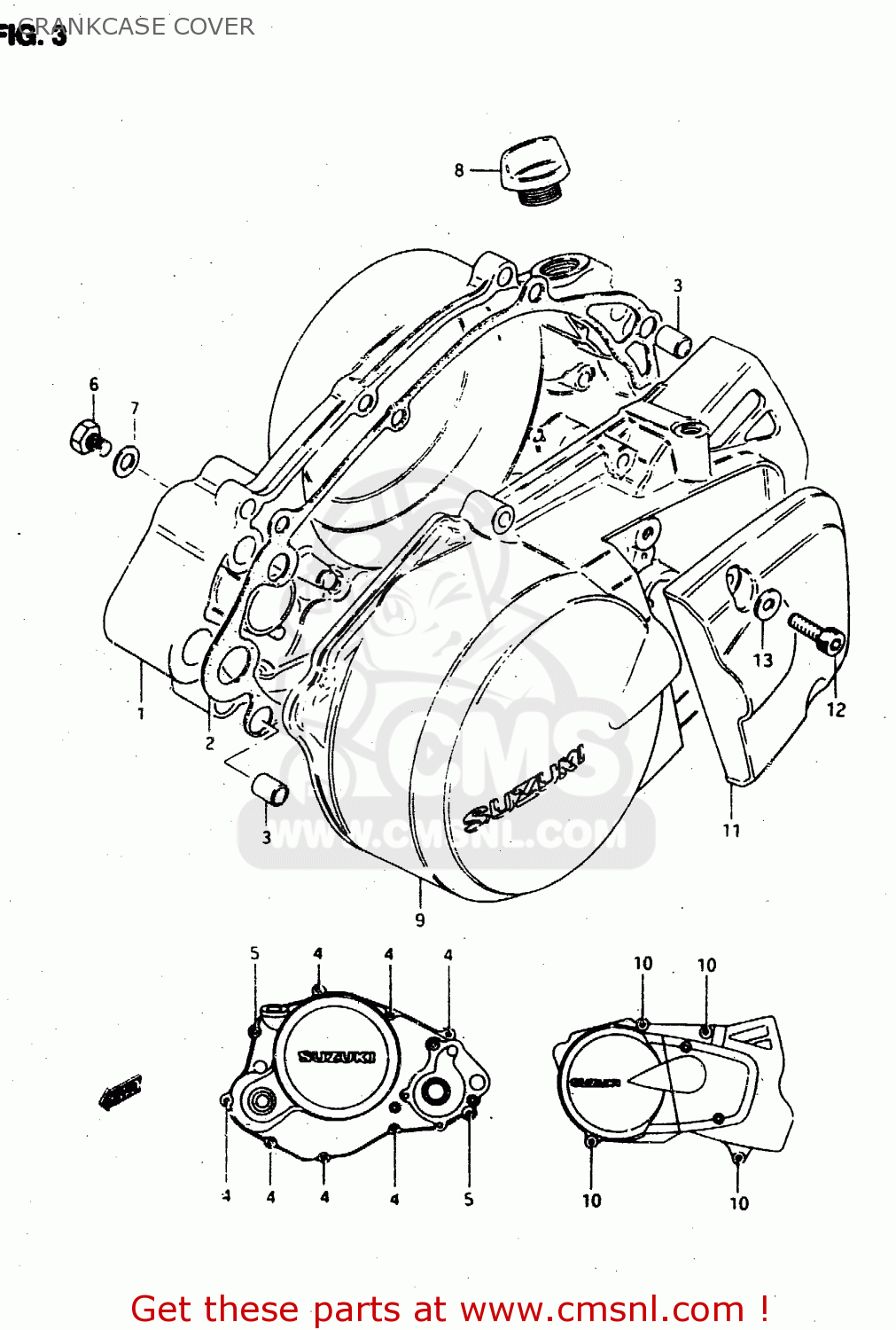 CRANKCASE COVER RMX50 1997 (V) FRANCE PORTUGAL SPAIN (E04 E29 E53)