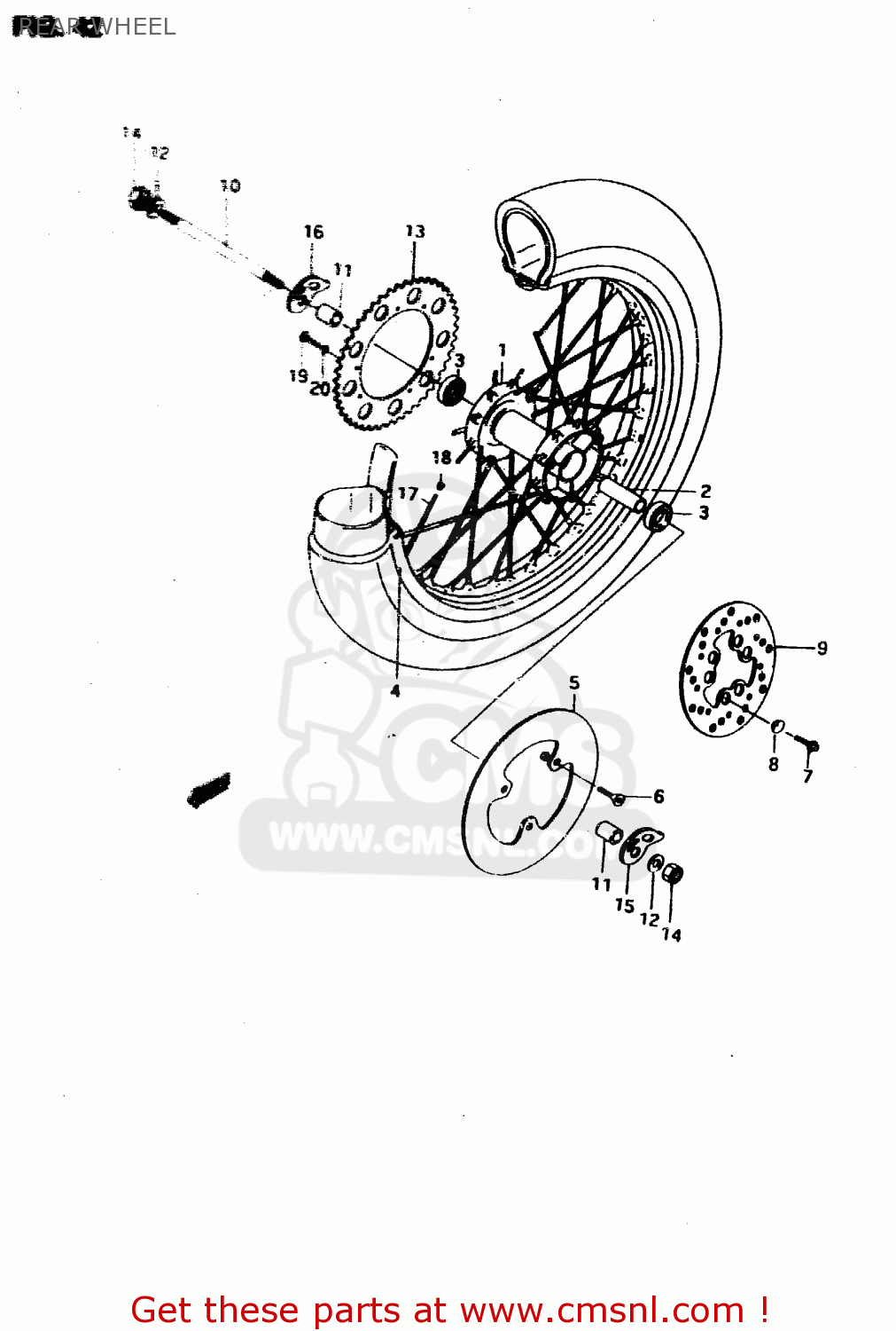 REAR WHEEL RMX50 1997 (V) FRANCE PORTUGAL SPAIN (E04 E29 E53)