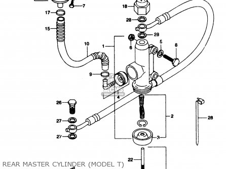 REAR MASTER CYLINDER (MODEL T) - RMX50 1997 (V) FRANCE PORTUGAL SPAIN (E04 E29 E53)