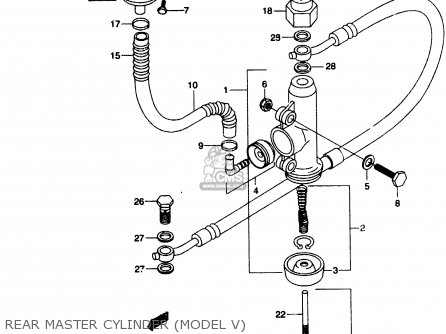 REAR MASTER CYLINDER (MODEL V) - RMX50 1997 (V) FRANCE PORTUGAL SPAIN (E04 E29 E53)