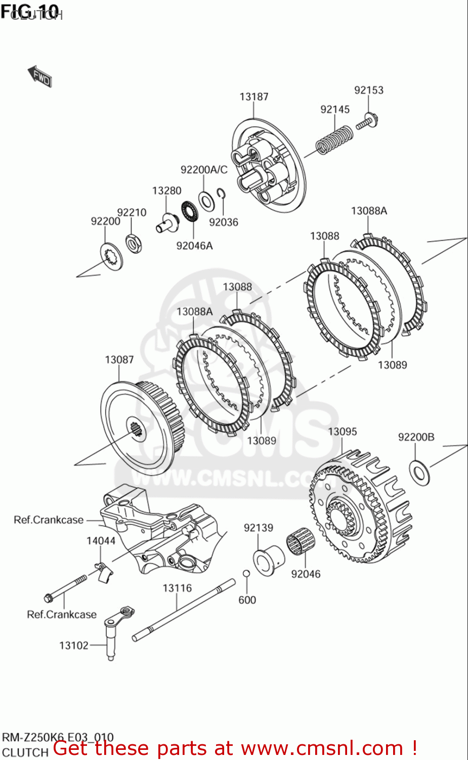 Suzuki Rmz250 (usa) Clutch - schematic partsfiche