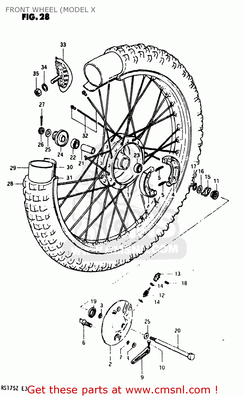 FRONT WHEEL (MODEL X RS175 1980 (T) USA (E03)