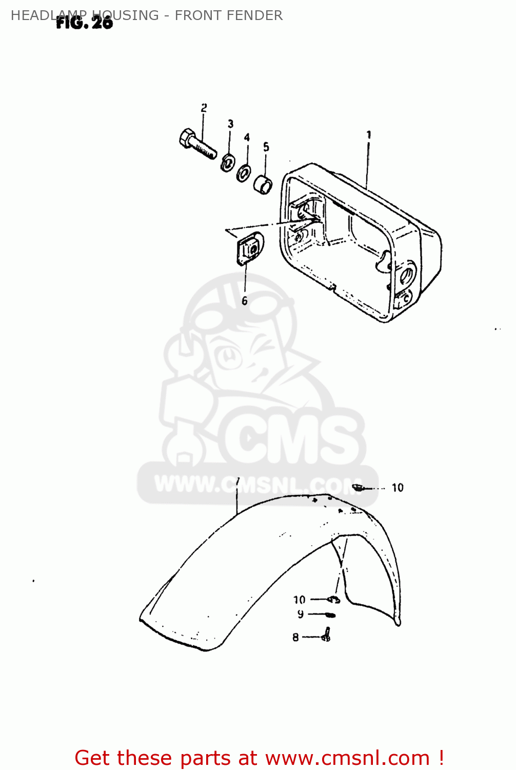 HEADLAMP HOUSING - FRONT FENDER RS175 1980 (T) USA (E03)