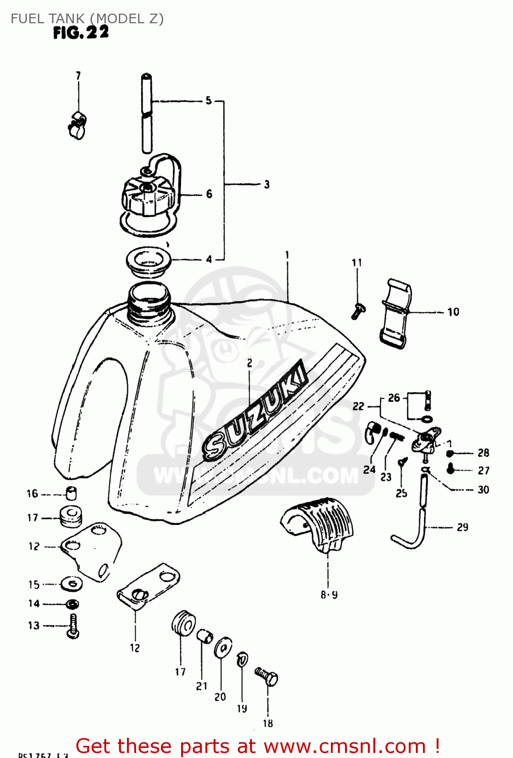 FUEL TANK (MODEL Z) RS175 1981 (X) USA (E03)
