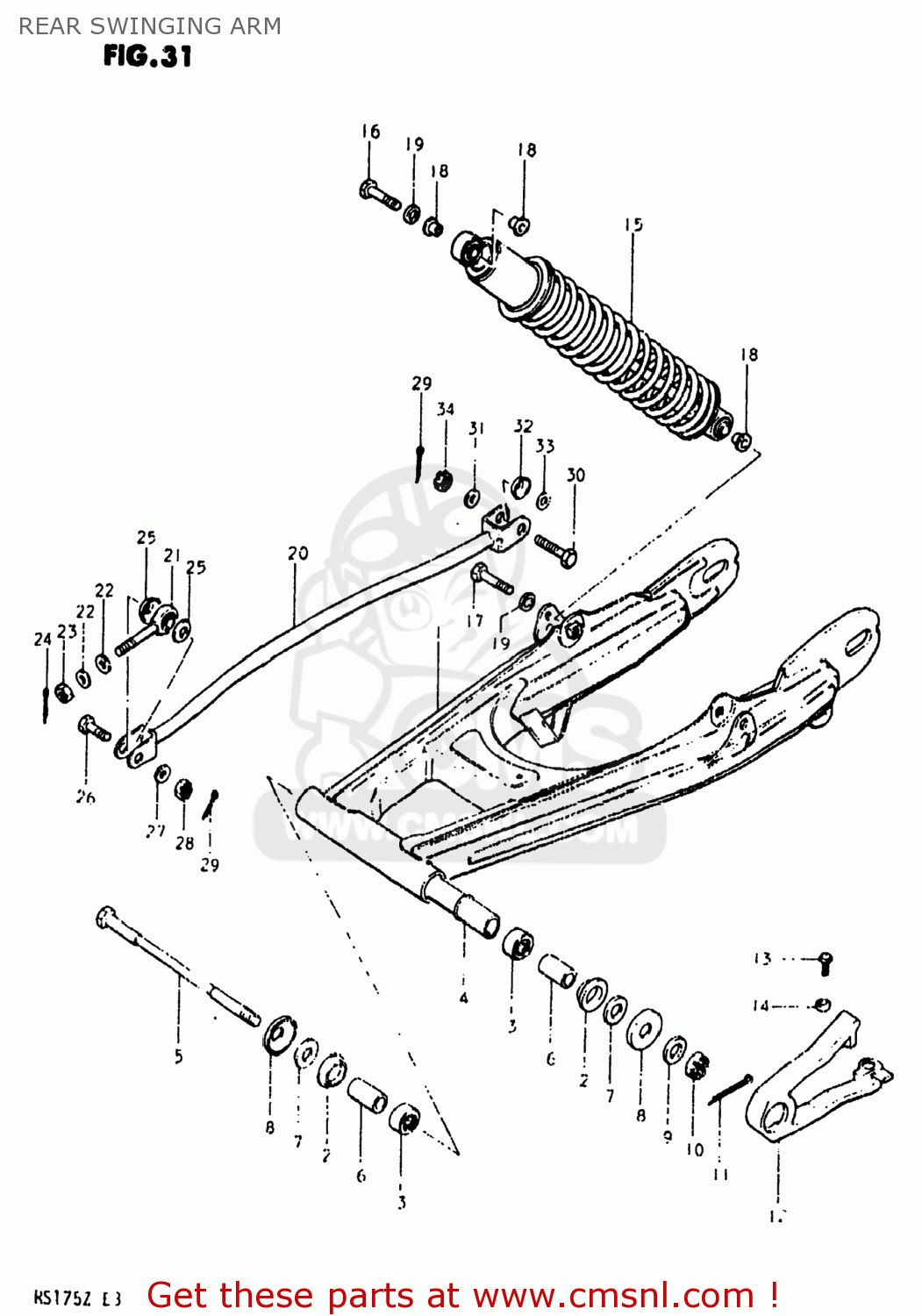 REAR SWINGING ARM RS175 1981 (X) USA (E03)