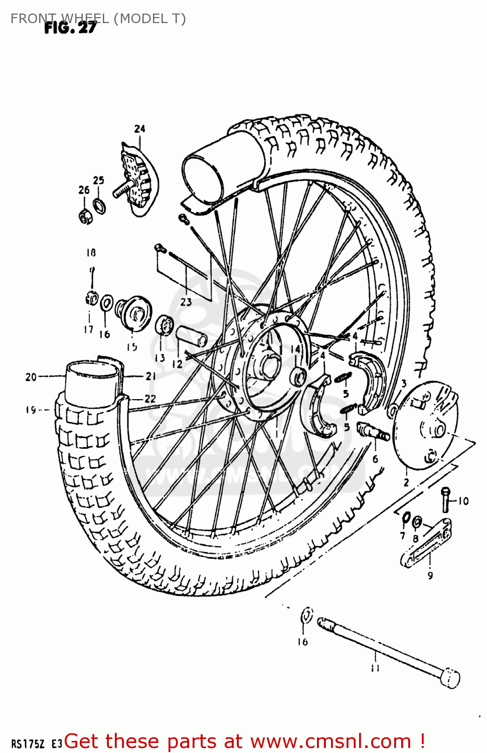 FRONT WHEEL (MODEL T) RS175 1982 (Z) USA (E03)