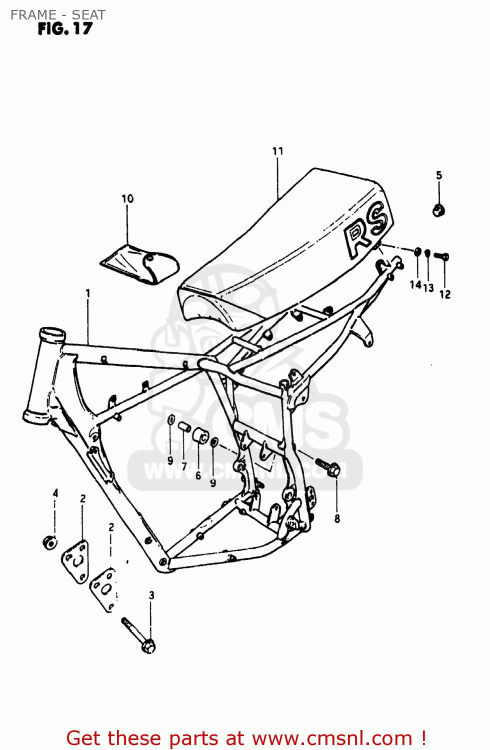 Suzuki RS250 1980 (T) USA (E03) FRAME - SEAT - buy original FRAME ...