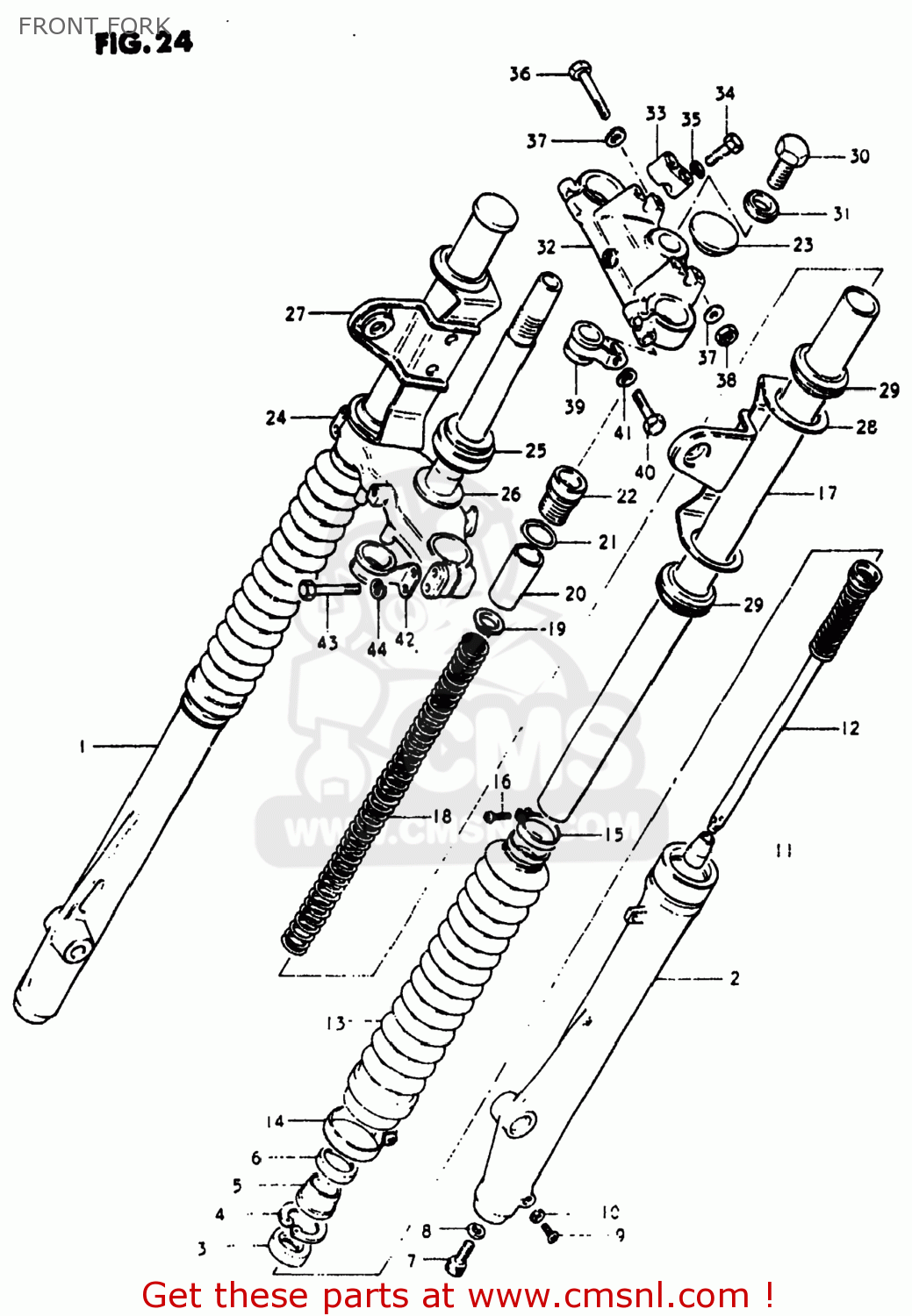 Suzuki RS250 1980 (T) USA (E03) FRONT FORK - buy original FRONT FORK ...