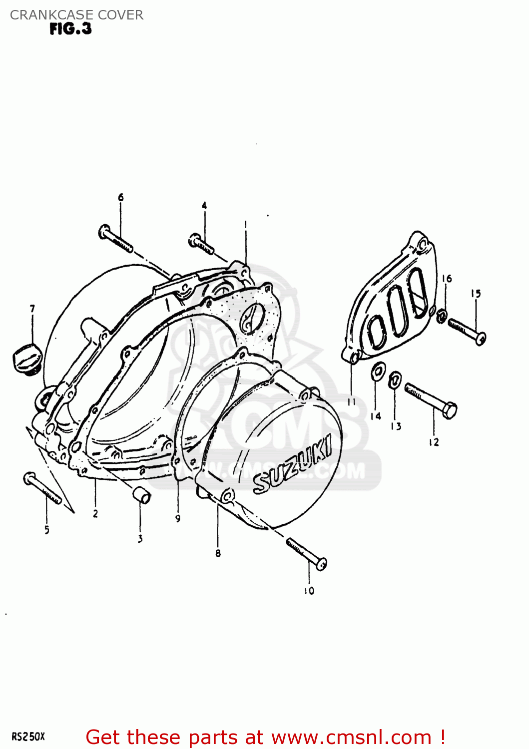 CRANKCASE COVER RS250 1980 (T) USA (E03)