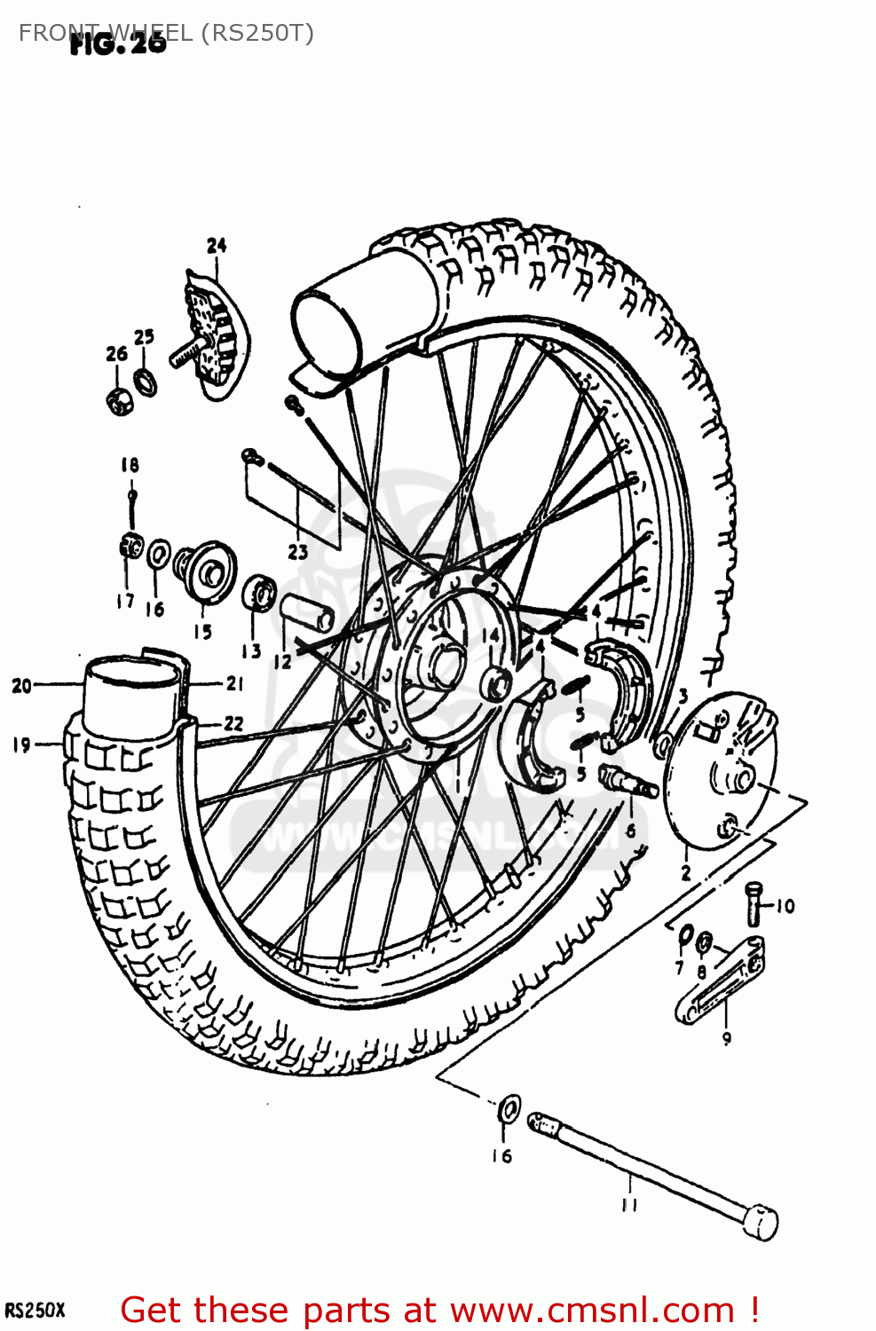 FRONT WHEEL (RS250T) RS250 1980 (T) USA (E03)