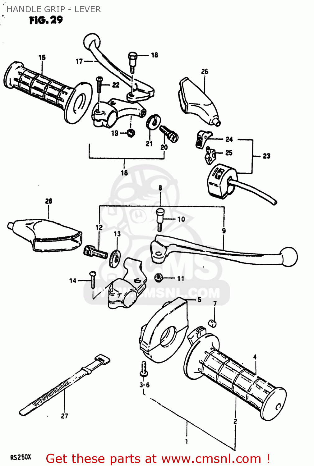 HANDLE GRIP - LEVER RS250 1980 (T) USA (E03)