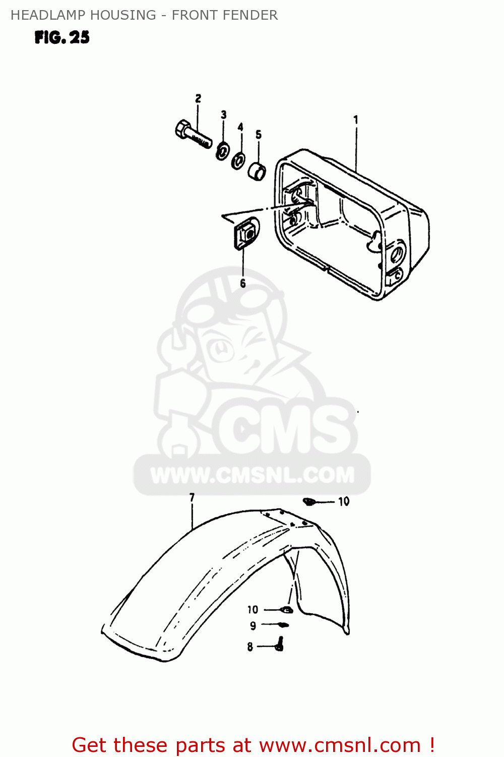 HEADLAMP HOUSING - FRONT FENDER RS250 1980 (T) USA (E03)