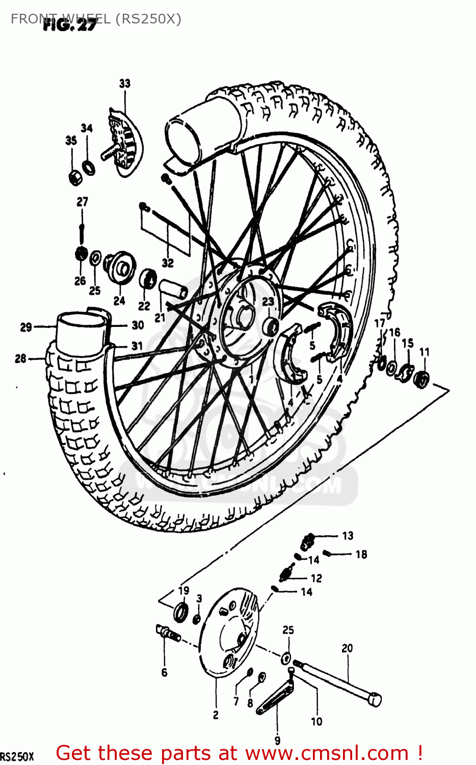 FRONT WHEEL (RS250X) RS250 1981 (X) USA (E03)