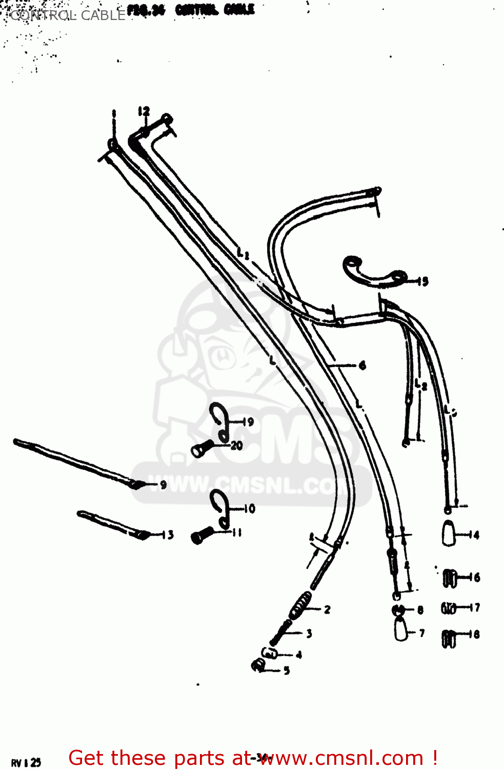 CONTROL CABLE RV125 1977 (B) USA (E03)
